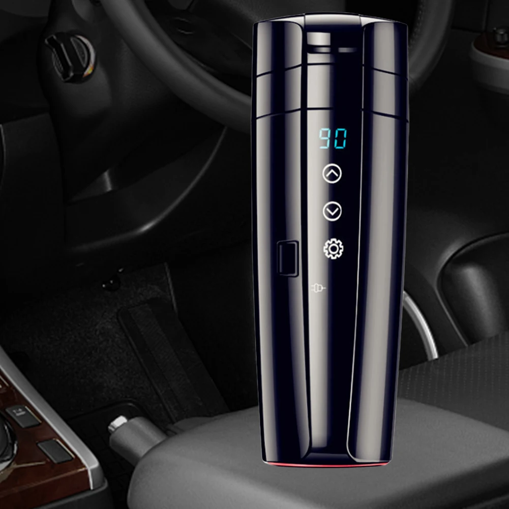 12V-24V 차량용 가열컵 디지털 LCD 디스플레이 전기 주전자 터치스크린 차량용 가열 스마트 머그 스테인리스 스틸 전기 물컵