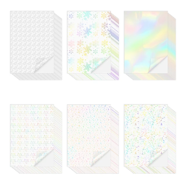 50 Sheets Broken Glass Hologram Cold Lamination Film Sticker A4