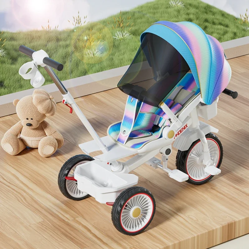 Pushable and rideable children's tricycle multifunctional stroller Lightweight Travel Pram Children's riding toys