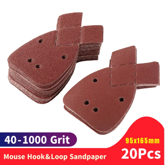 20pcs Sanding Paper Mouse Sanding Sheets Pads 40-1000 Grit Orbital  Sandpaper For Black & Decker Palm Polishing Papers