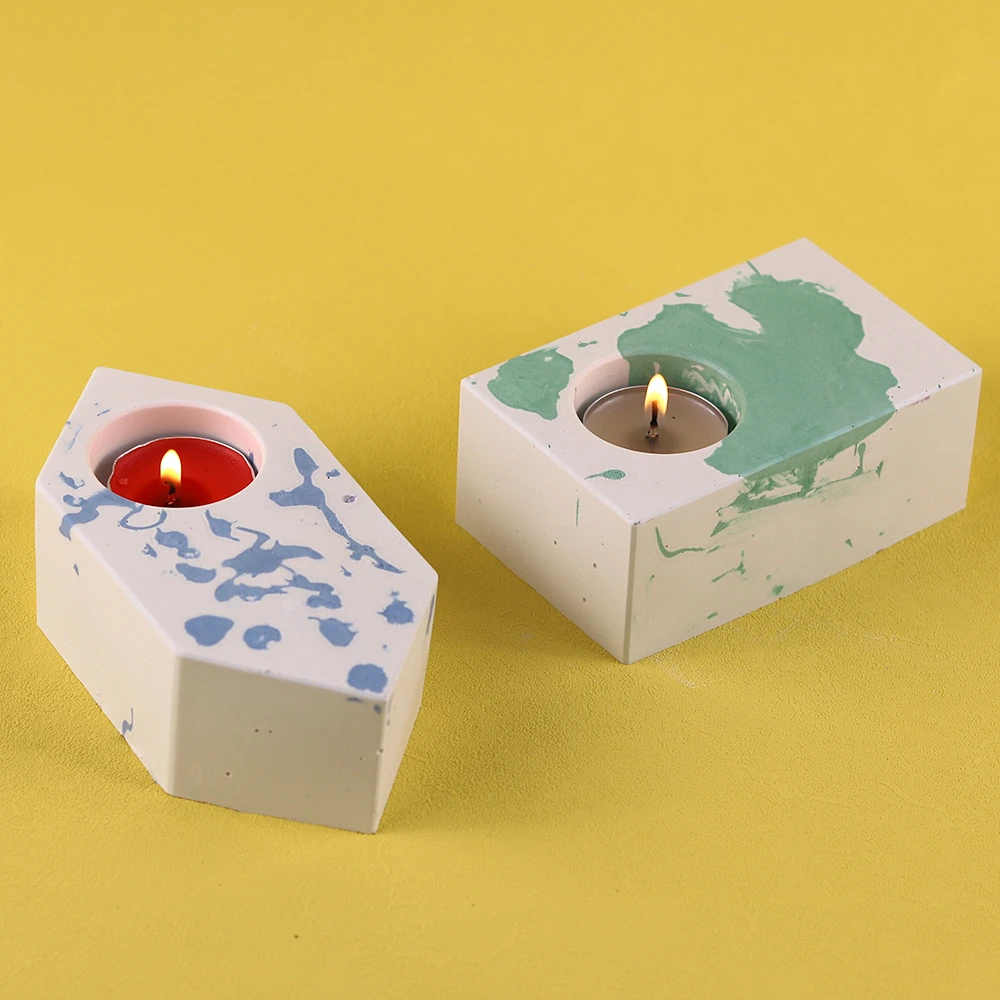 Home Crafts Candle Holder Silicone Molds for DIY Cement Plaster Candle