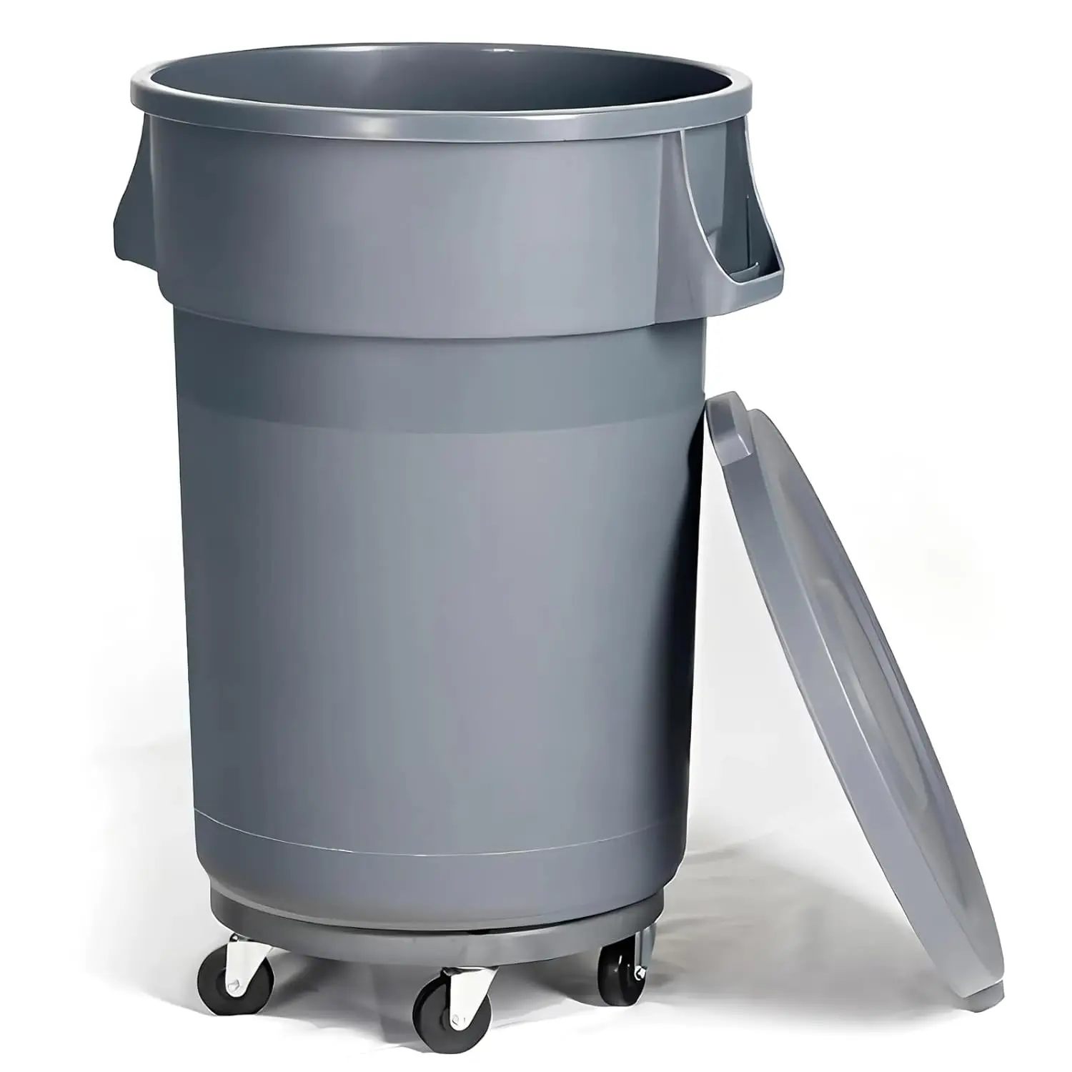 32 Gallon Outdoor Trash Can with Wheels, 33.38 * 22 * 22 Black Commercial Trash Can, Rolling Trashcan with Lid - Compact