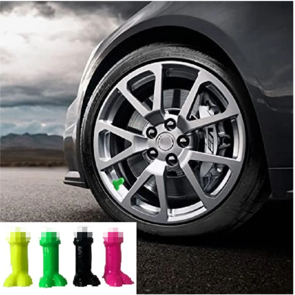 

4PCS Car Tire Decoration Glow-in-the Dark Air Nozzles Tire Spool Sleeve Motorcycle Tire Air Nozzles Bicycle Air Nozzles