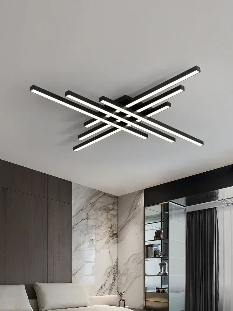 

Black chandelier square bedroom lamps living room lamp led ceiling light Nordic minimalist creative ledceiling lamp strip lights