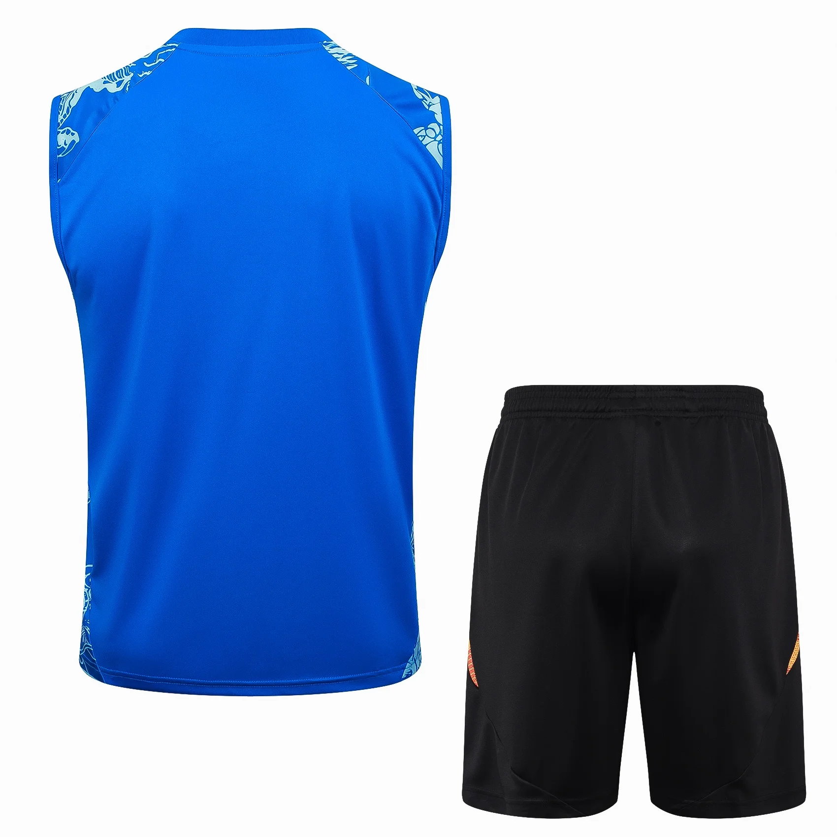 Adidas Football Shoes Sleeveless Jersey Set Men Quick-dry Fashionable Trendy Retro Sleeveless Jersey Set Dragon Pattern Blue