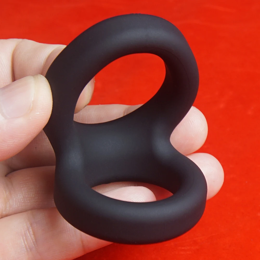 Thick Dual Cock Ring for Penis & Testicles Scrotum,Silicone Cock Rings,Double Loop Cockring,Sex Toys for Men