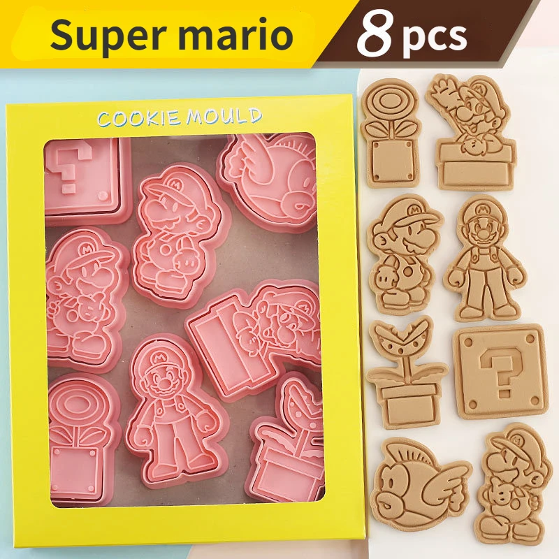 8pcs/set Super Mario Bros Cookie Cutter Cartoon 3d Biscuit Mold Cookie