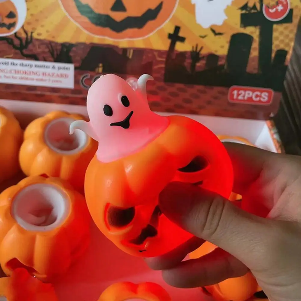 

Decompression Toy Flexible Quick Recovery Cute And Funny Stress Relief Vent Toy Halloween Glowing Pumpkin Squeeze Fidget Toy