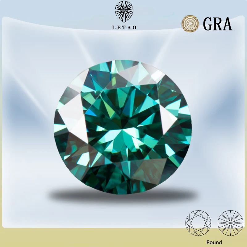 

Moissanite Round Emerald Green Color Shape Primary Colours Lab Grow Diamond Wholesale High-quality Gemstones with GRA Certifies