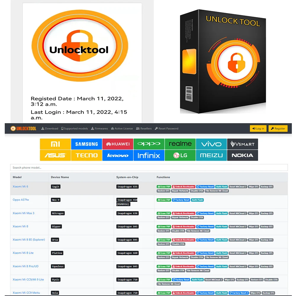 언락툴 라이선스 UNLOCKTOOL 수리 도구 3/6/12개월 Unlocktool.net 안드로이드 모바일용 언락툴 수리 도구