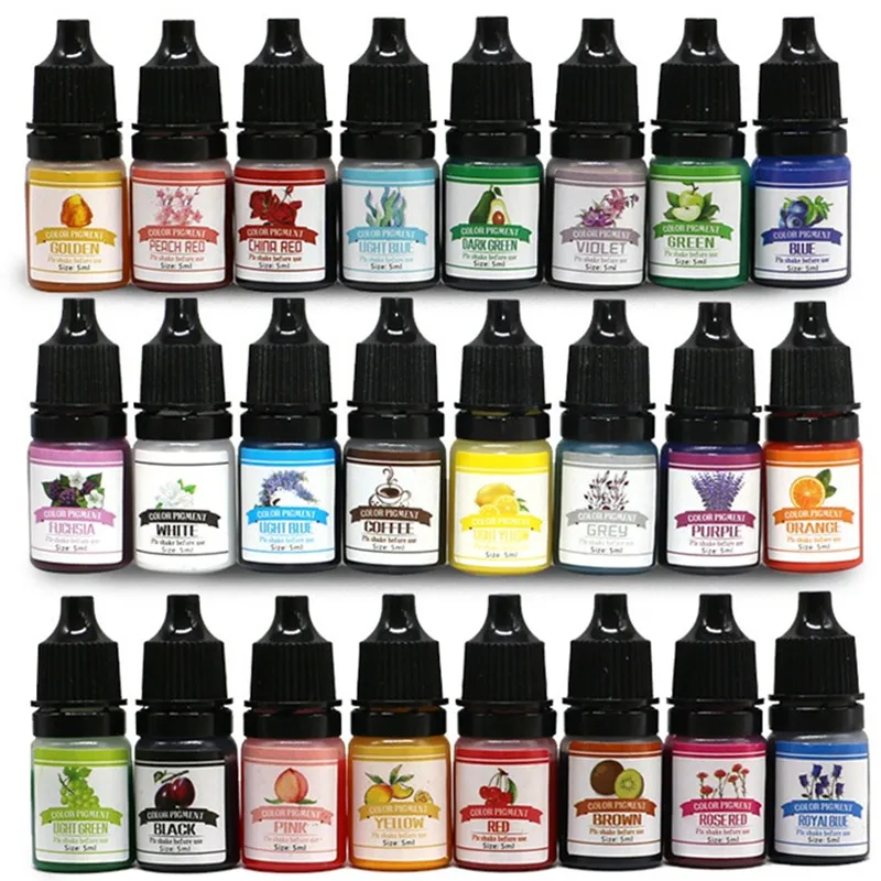 Epoxy Pigment 24 Colors 5ml Epoxy Resin Dye Liquid Resin Colorant for Art Paint Jewellery Crafts Coloring