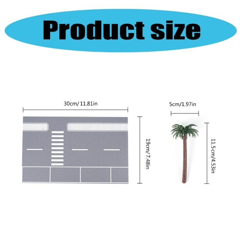 Miniature Display City Road Scene Set with Coconuts Tree 1:64 Scale Road Scene Modeling Kits for Sand Model Builders 6
