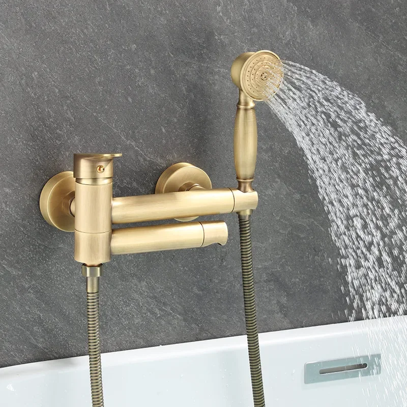Description Picture 3 of itemBathtub Shower Set Wall Mounted Antique Bronze Rotatable Bathtub ,Bidet Faucet  Bathroom Bath & Mixer Tap Brass