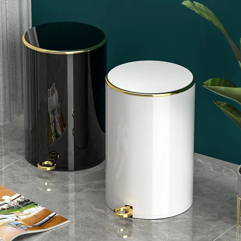 

쓰레기통 Household Stainless Steel Trash Can,Bedroom Wastebasket with Lid,Kitchen Pedal-Type Trash Can,Bathroom Trash Can,Toilet Bin