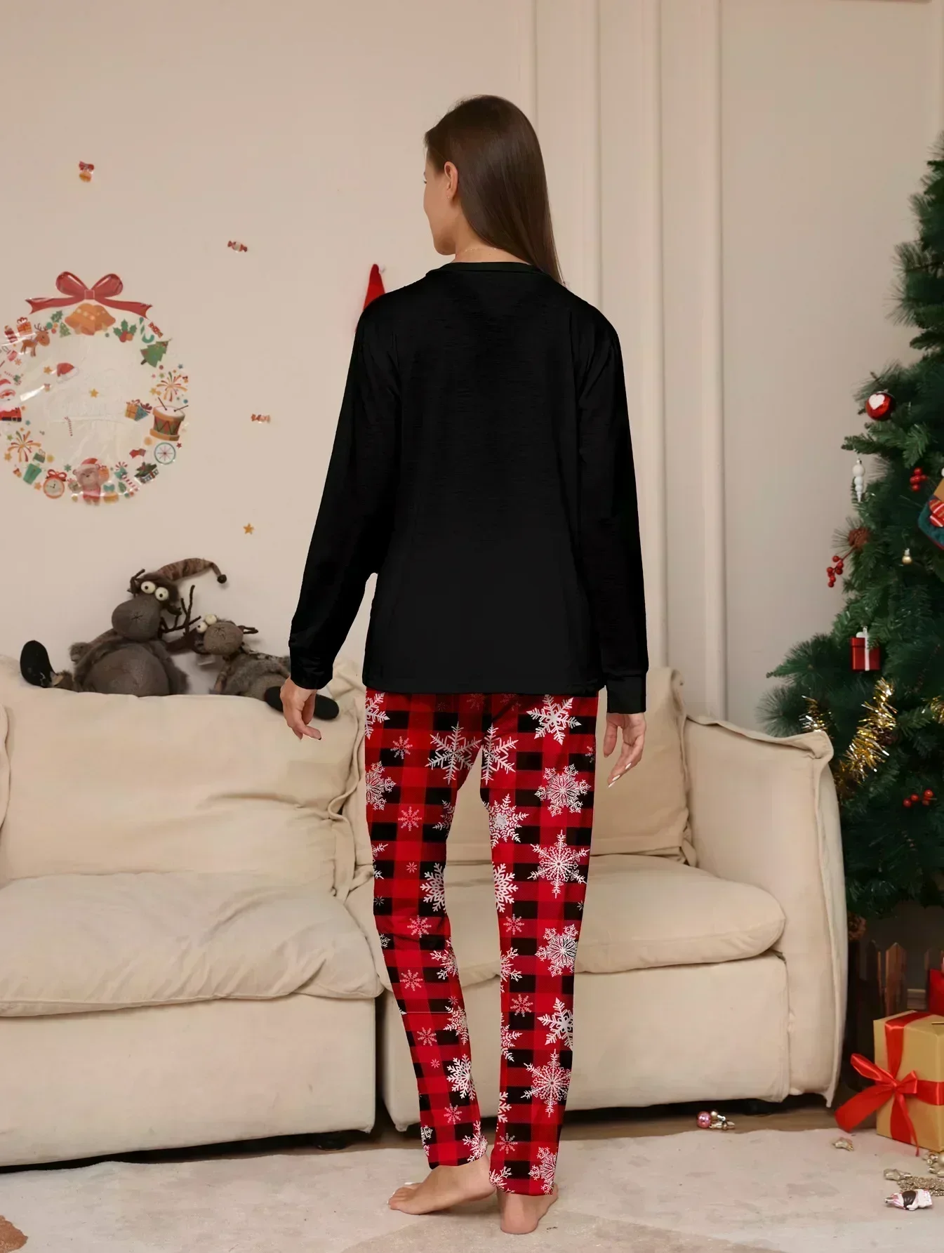 Matching Pajamas Matching Sleepwear Matching Outfit New Year Cartoon Elk Print Christmas Parent-child Pajamas Set