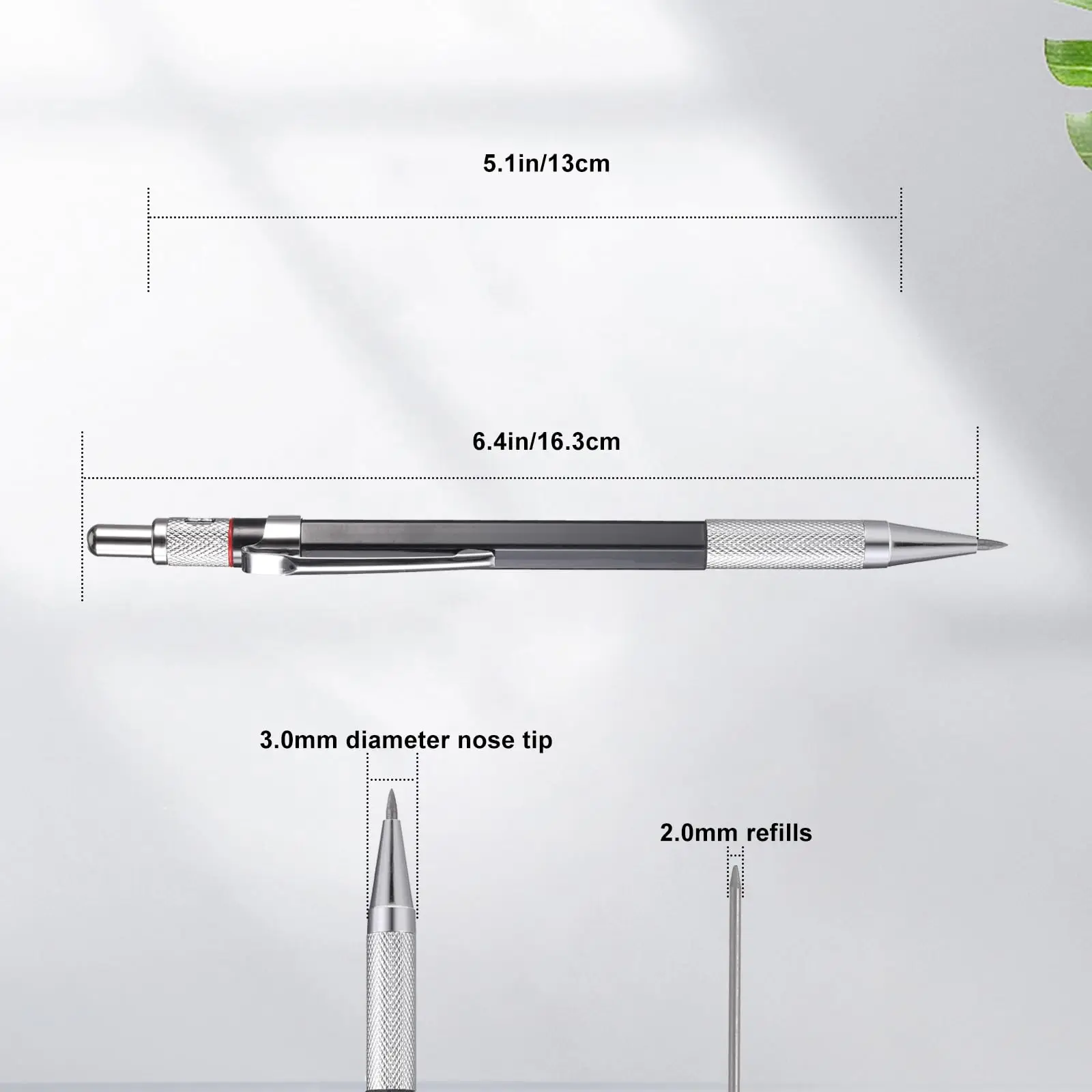 Black Interchangeable Leads For Deep Hole Marker Pencil Greater Easy To Pencil Construction Site Red/Black pen+Red/Black refill
