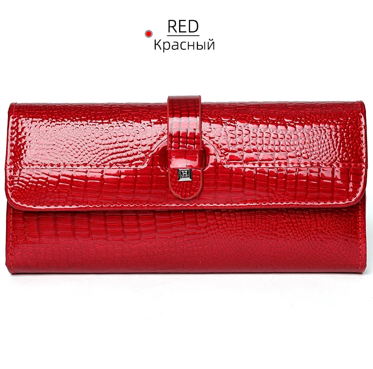 Red Women's Leather Long Wallet