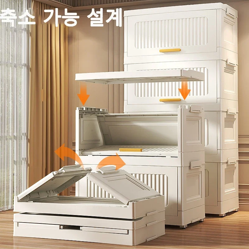 4 Floor Multifunctional Folding Storage locker Thickening Folding Wardrobe Storage Cabinet Home Folding Storage Box With Pulley 4