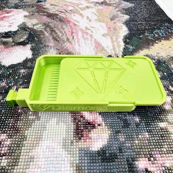 Diamond Painting Tool Set - Art Ship Tray with Slide Cover for DIY Embroidery and Mosaic Organization (Light green)
