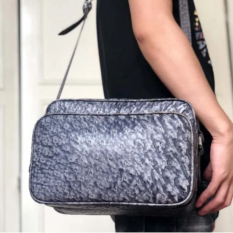 ouruili Ostrich skin leisure business large capacity women's bag zipper women's single shoulder bag cross women handbag
