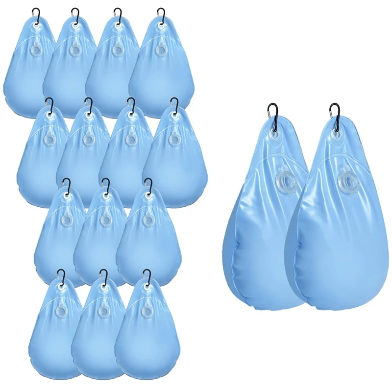 16Packs Round Pool Cover Weights With Hooks, PVC Leakproof Above Ground Pool Cover Weights For Winter Cover-GOOD