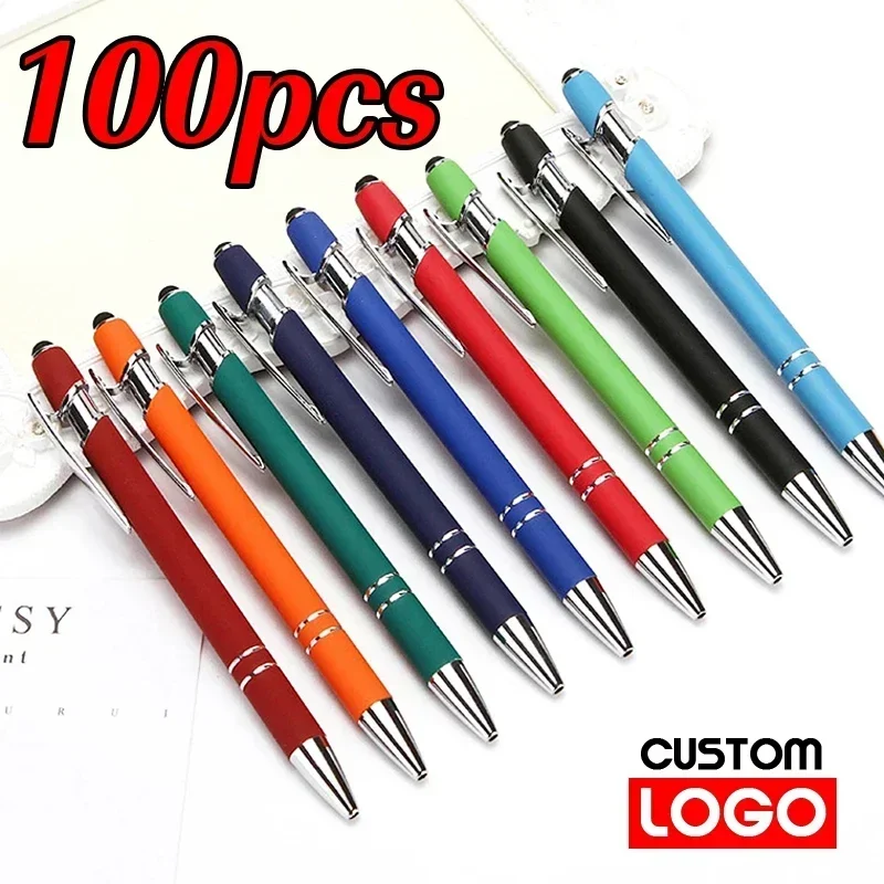 100 Pcs Light-Metal Capacitive Universal Touch Screen Stylus Ballpoint Pen Free Writing Stationery Office Gifts touch screen stylus pen
