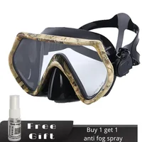 Adult  Free Diving Mask Single Lens with Tempered Glass Lenses,HD Wide View, Antifog Spray,Black,Camouflage 1