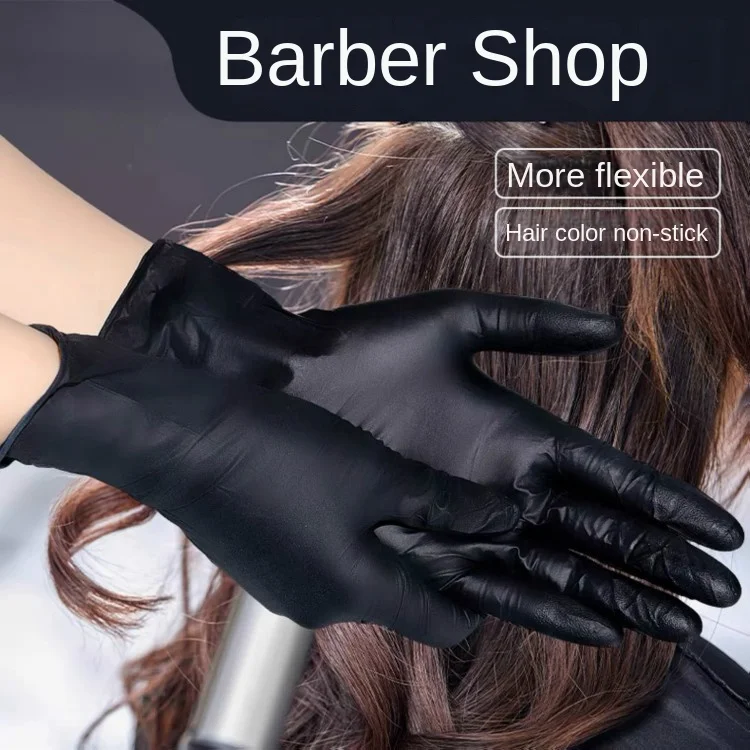 

Disposable Black Kitchen Gloves, Hair Color, Protective, Cleaning Tools, Work, Barbershop, 100Pcs