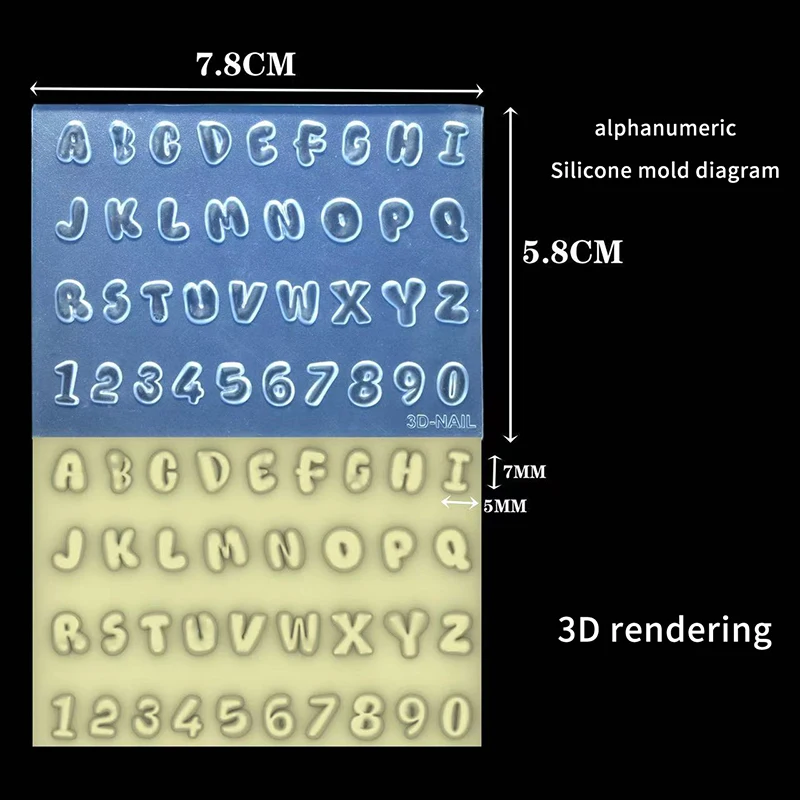 3D 문자 음표 번호 네일 실리콘 금형 DIY 패션 네일 장식 도구 네일 템플릿..
