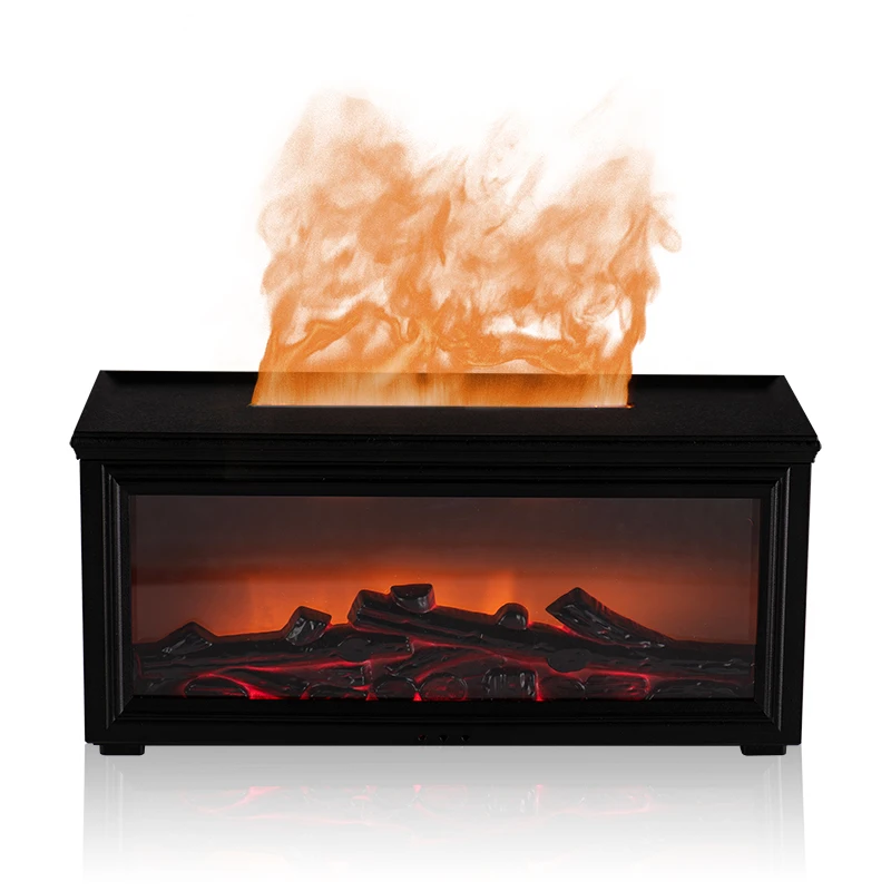 Essential Oils Humidifier with LED Light Remote Control Simulated Fireplace Diffuser USB Rechargeable for Home mini diffuser 1