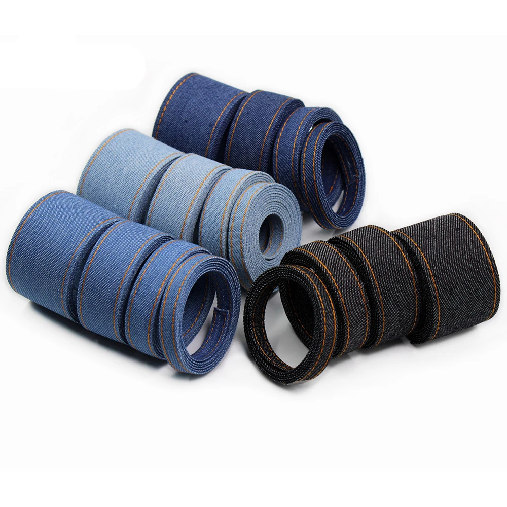 10M Stitch Denim Ribbon, Fabric Jeans Bows Ribbon for DIY Crafts Hairclip Apparel Accessories and Sewing Decorations