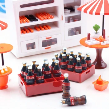 13PCS Dollhouse Miniature Cola Drinks Set – Mini Soda Bottles with Tray & Storage Box for Kitchen Scene Decor 1
