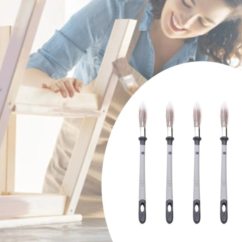 4Pcs Multipurpose Trim Paint Brush Set for High Performances Wall and Furniture Edging in Corners and Baseboards