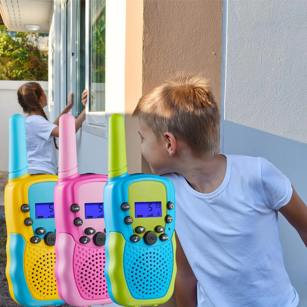 T388 Walkie Talkie bambini 2 pezzi ricevitore Radio Walkie Talkie giocattolo regalo di compleanno per bambini giocattoli per bambini per ragazze dei ragazzi 3 Km tenuto in mano