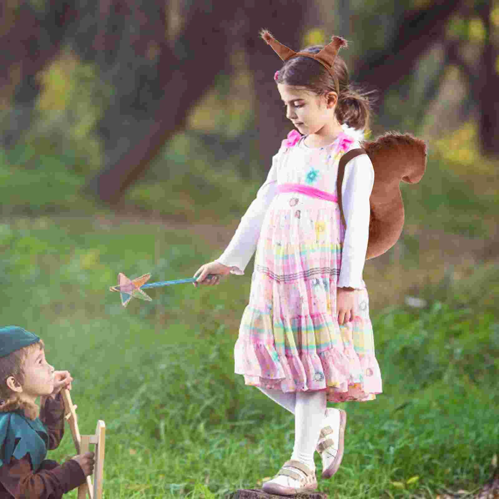 Headband Squirrel Tail Cosplay Costume Aldult Ear Headdress Coffee for Children
