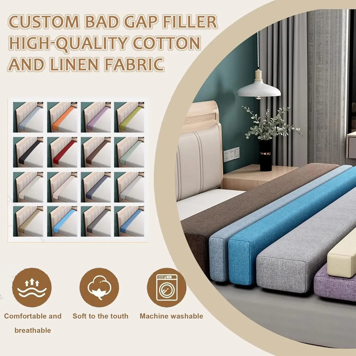 Bed Gap Filler Bed Extender Headboard Pillow Mattress Cushion Sofa Pad