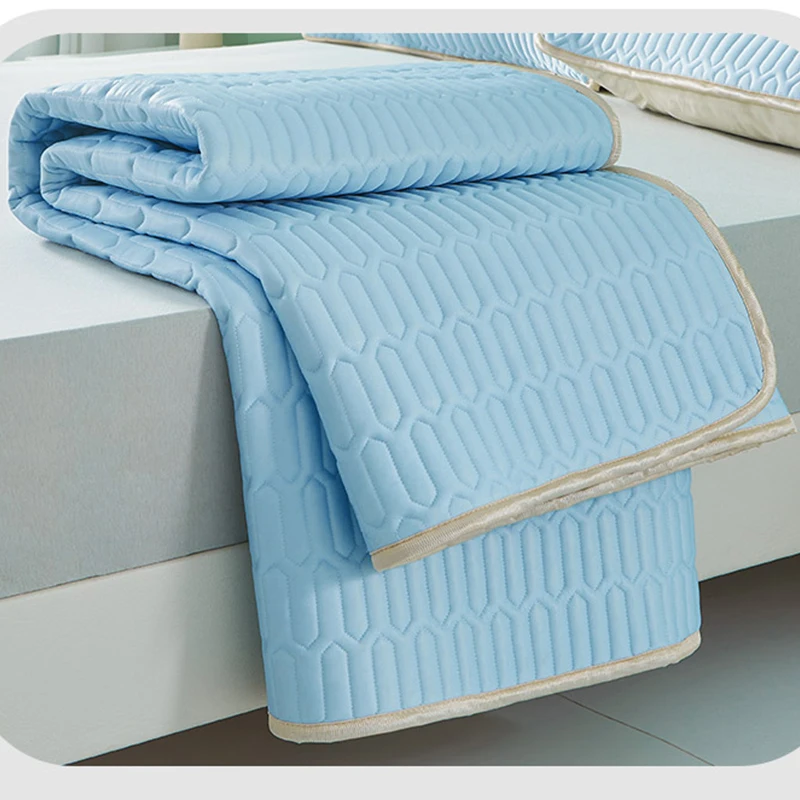 Latex Cool Feeling Ice Fabric Mattress Single/Double/Queen Bed Sheet Summer Cool Pad Mat Elastic Band Four Corners Bedspreads 이불