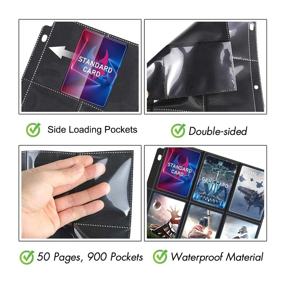 900-Pocket Baseball Card Sleeves  Double-Sided 9-Pocket Pages For 3-Ring  Binders | Fits Pokemon, MTG & More