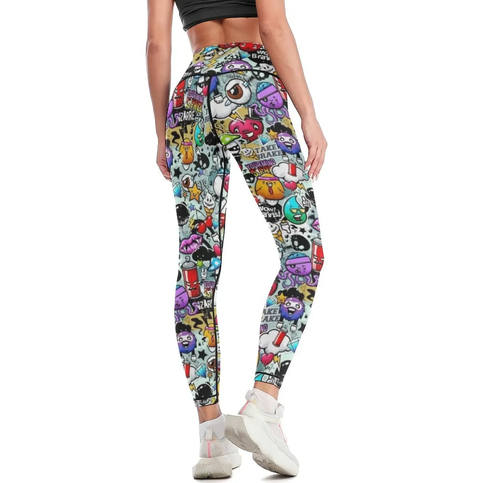 Pop Art Graffiti Funny Comics Faces Leggings sport pants Tight fitting woman Sports pants woman Womens Leggings