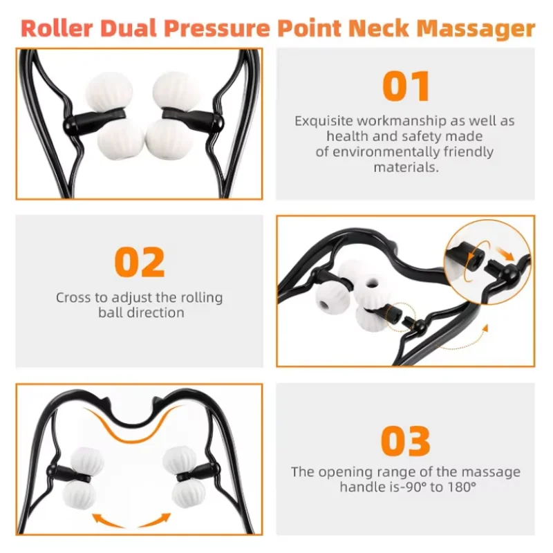 Cervical Massager, Neck Clamp, Handheld Massage Tool,Roller Neck Kneading, Multi functional Household Handheld Cervical Massager