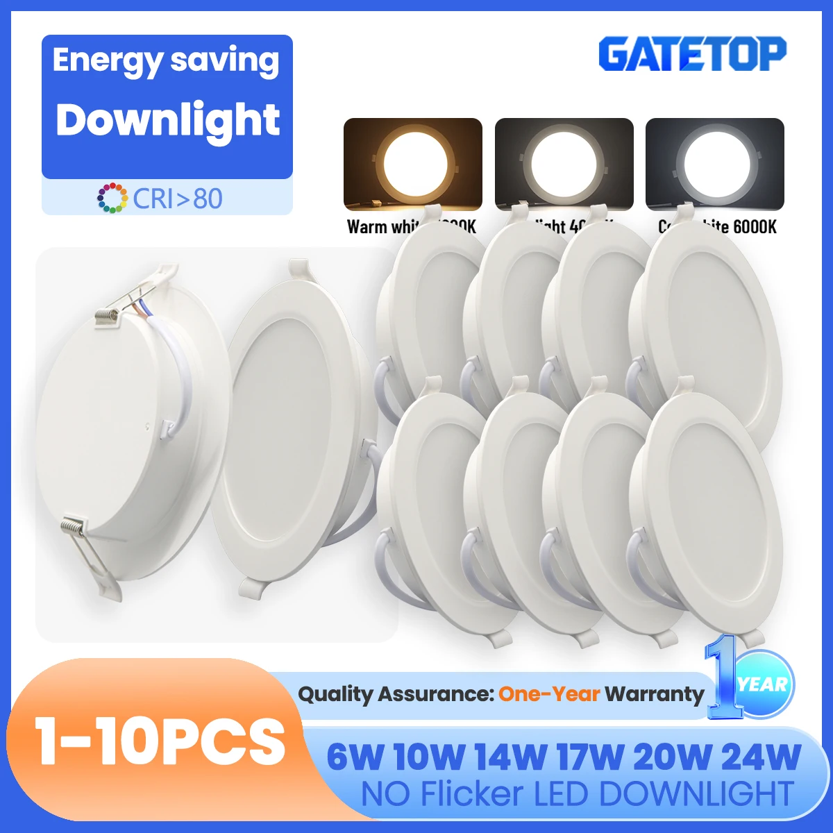 ไฟ LED ฝังผนัง ทรงกลม 10-24W ใช้งานได้ทั้ง 120V และ 220V