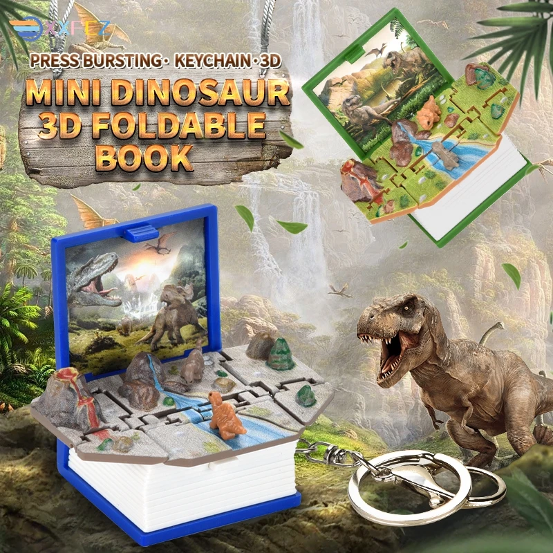 Novidade mini dinossauro chaveiro brinquedo crianças brinquedos de jogo à  mão pop para fora 3d dino wacky brinquedos truque redução de estresse e