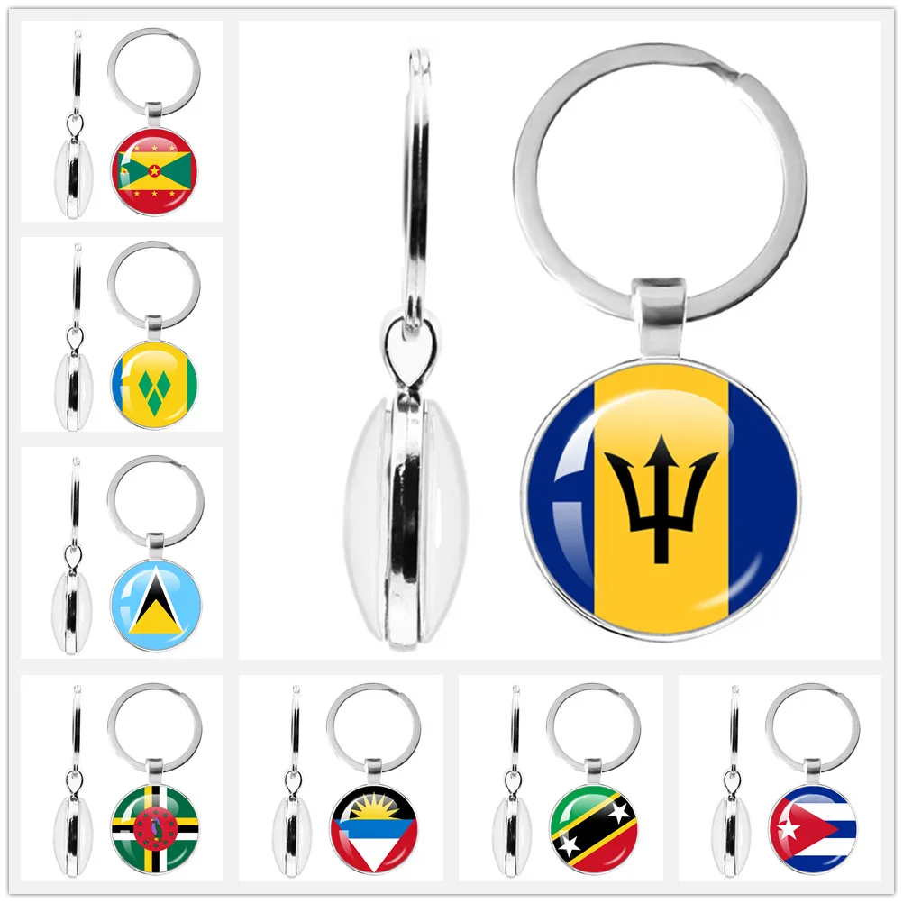 Двусторонний брелок для ключей Содружество Доминики, Санта-Люсия, Сент-Винсент и Гренадины, Барбадос, Гренада, Эквадор