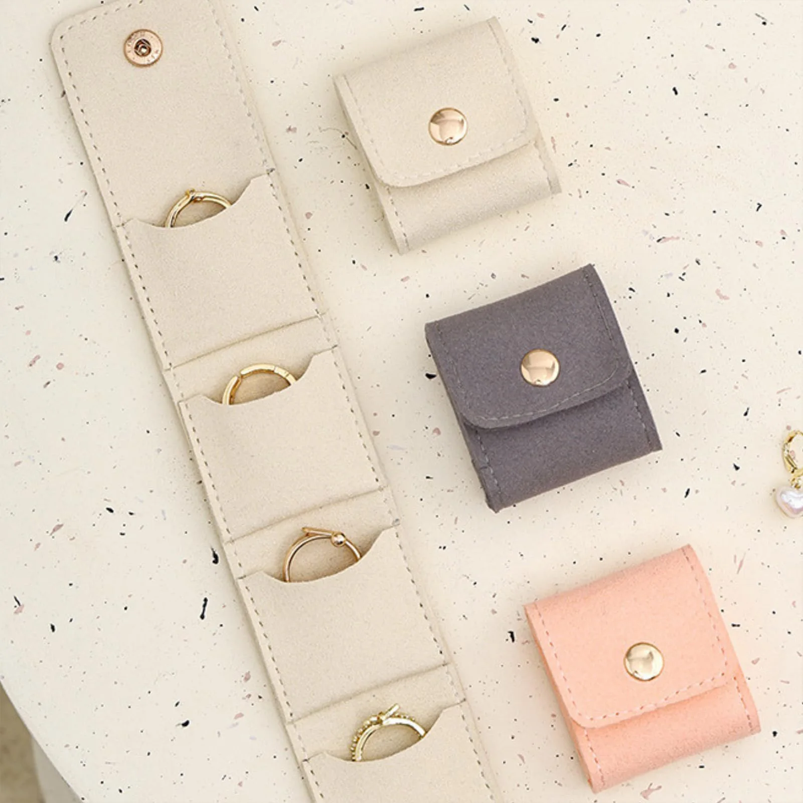 2Pcs 접이식 다기능 미니 여행용 보석 파우치, 휴대용 보석 정리함 롤, 여러 칸이 있는 심플한 디자인