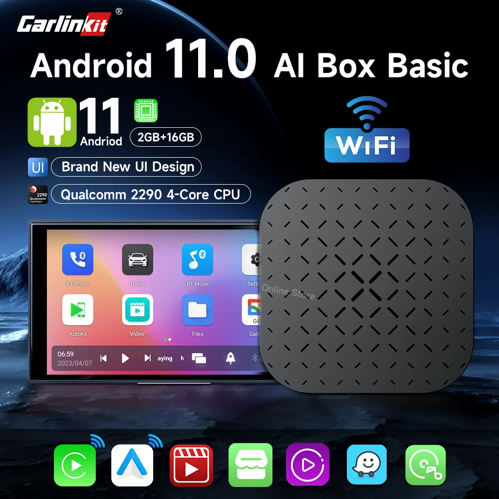 

Carlinkit Ai Box Basic QCM 2290 2+16GB Android 11 Tv Box Wireless CarPlay/Android Auto Support Youtube Netfilx Play Store