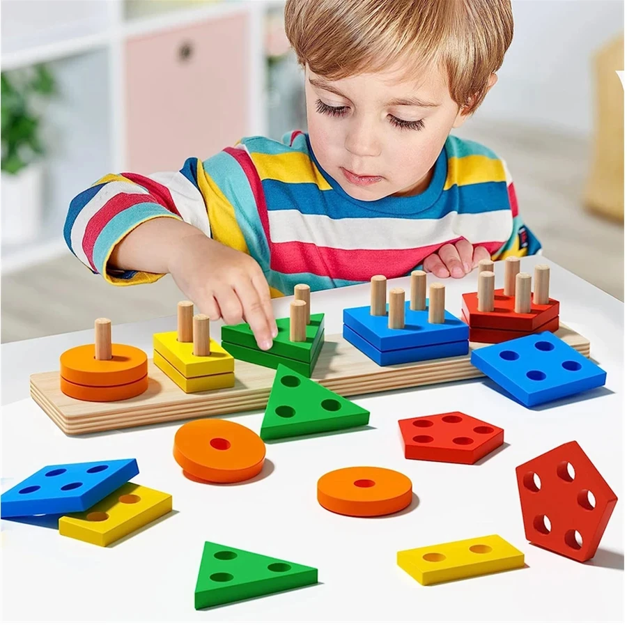 Montessori Wooden Sorting Stacking Toys Puzzle For Toddlers Kids 1 Years Montessori Toys Wooden Puzzle Toys