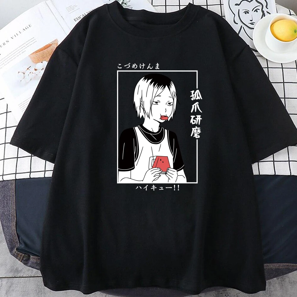 

Футболка Kozume Kenma haikyuu с аниме, повседневные хлопковые топы, мужские и женские футболки