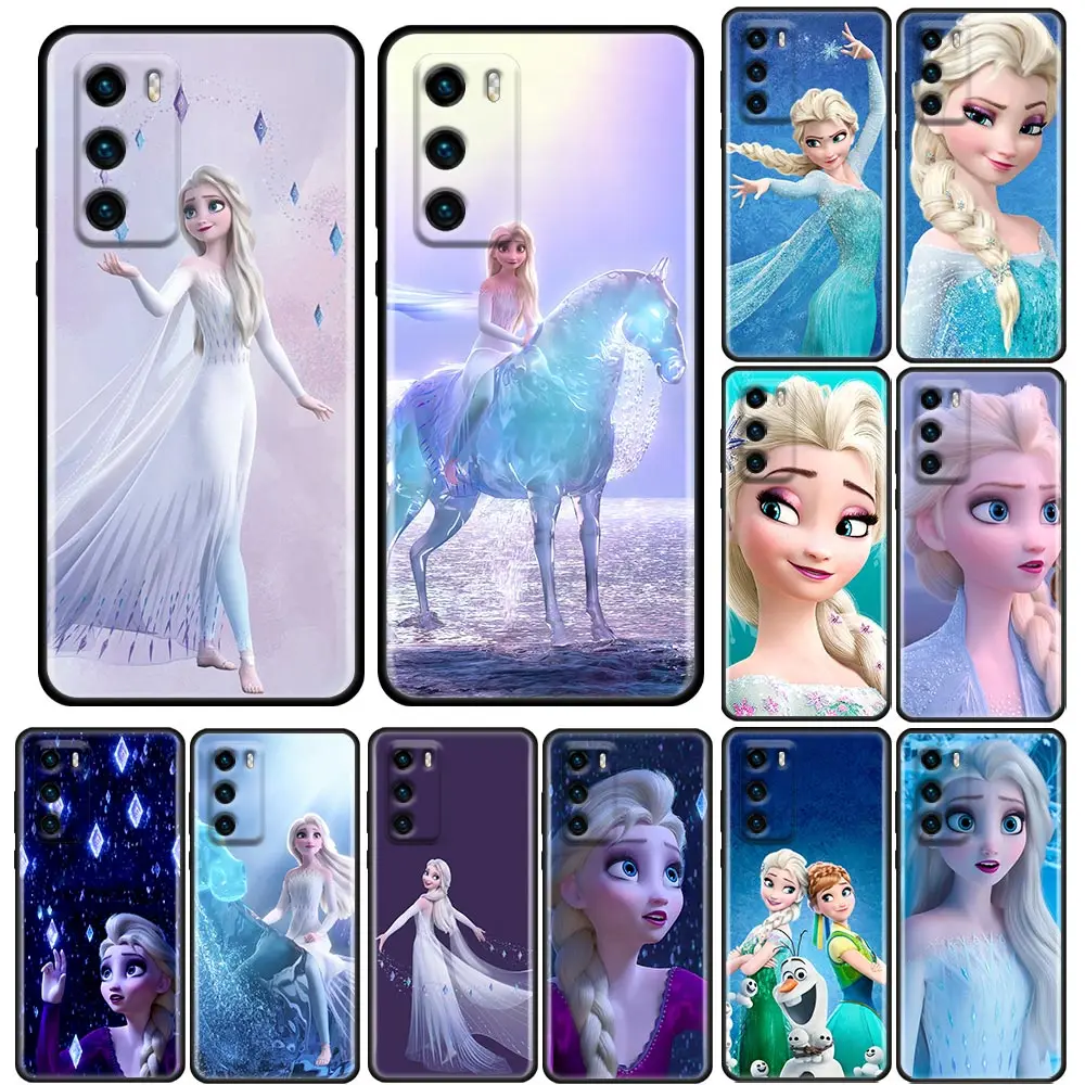 Cartoon Queen Elsa Frozen Princess Silicon Fundas Per Huawei P20 P30 P40 Lite Cover Posteriore P20 P30 Pro P10 P50 P Smart Z Soft Case