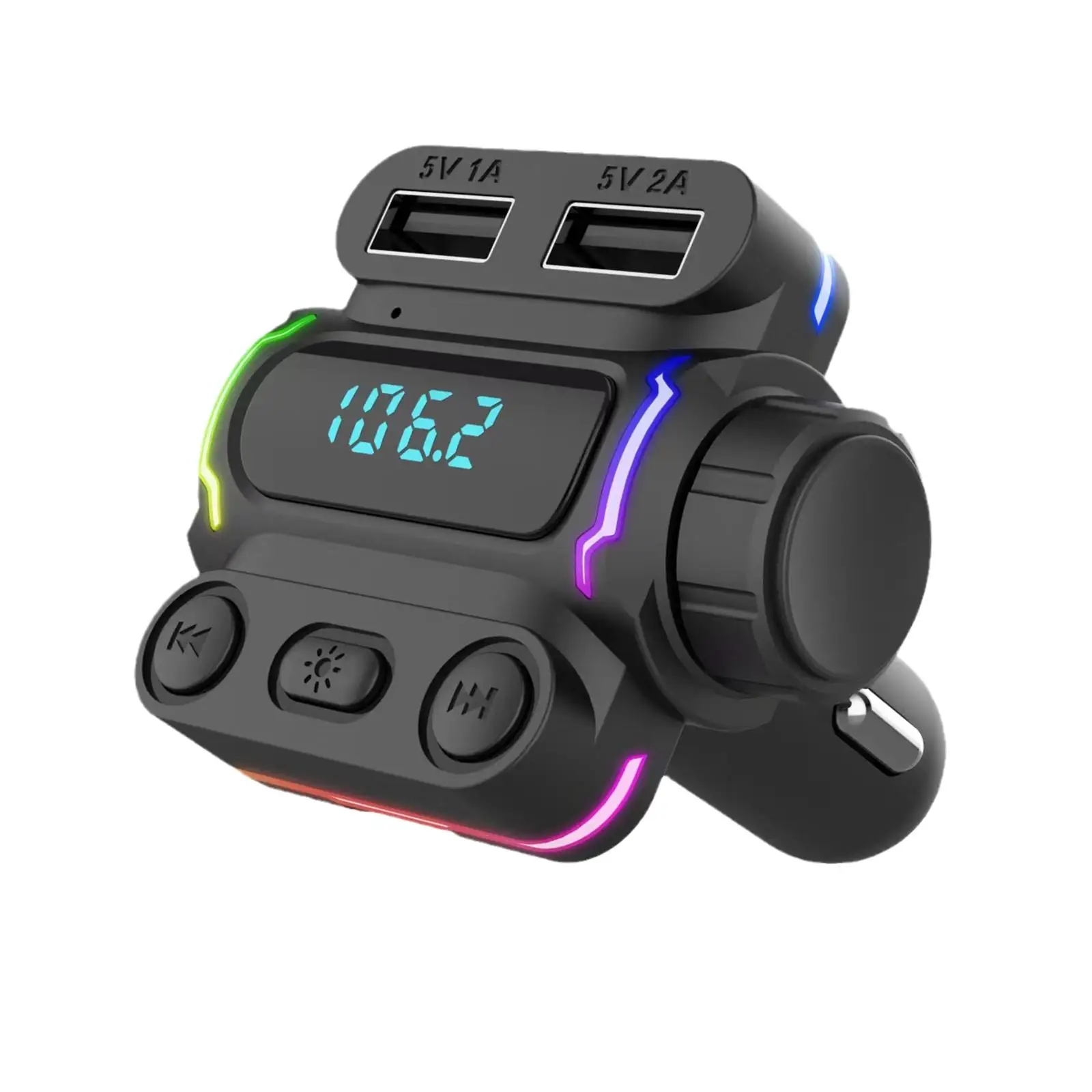 Tanie Car Bluetooth 5.0 FM Transmitter Wireless Handsfree Audio Receiver Auto MP3 Player 2.1A Dual sklep