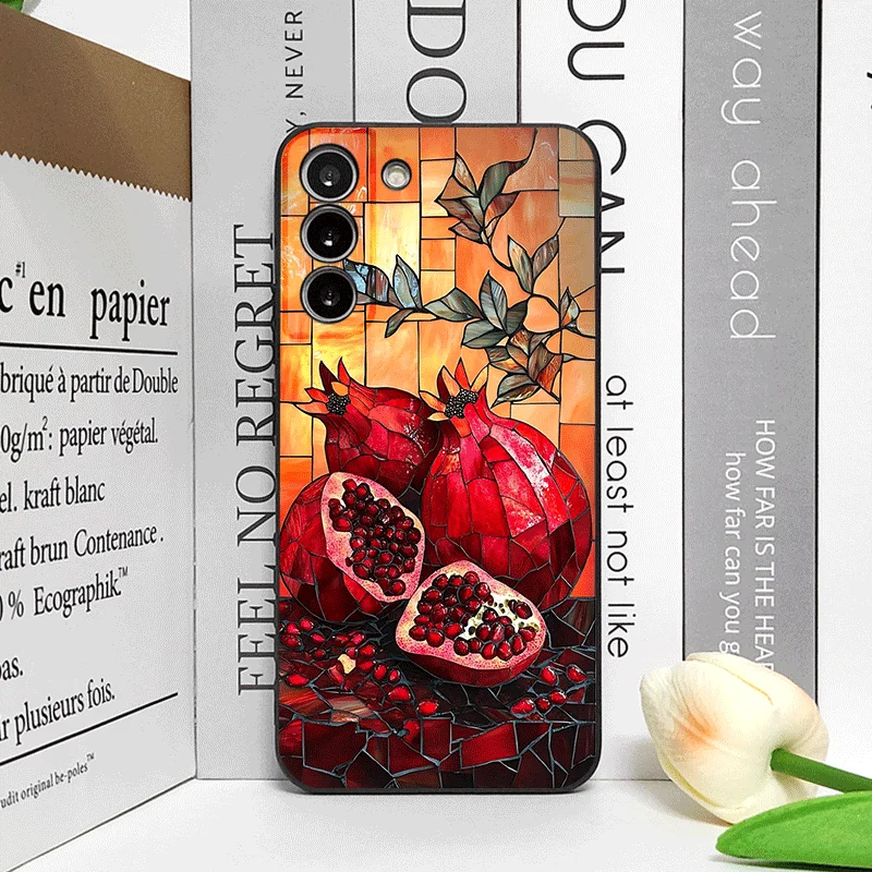 Creative Retro Fruits Marble Texture Printed Soft Phone Case